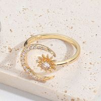 Copper Vintage Style Classic Style Inlay Pentagram Moon Bow Knot Zircon Open Rings sku image 2