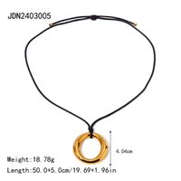 Titanium Steel 18K Gold Plated Simple Style Classic Style Plating Hollow Out Round Pendant Necklace sku image 1