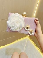 Pink Silver Gold Polyester Flower Evening Bags main image 3