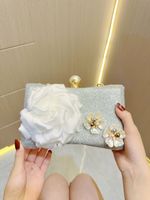 Pink Silver Gold Polyester Flower Evening Bags main image 6