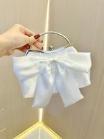 White Black Silver Polyester Solid Color Bowknot Pillow Shape Evening Bags main image 5