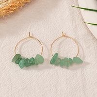 1 Pair Vacation Modern Style Classic Style Round Stone Copper Alloy Earrings main image 1