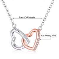 Sterling Silver Elegant Modern Style Classic Style Plating Inlay Double Heart Heart Shape Crown Zircon Pendant Necklace main image 4