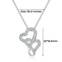 Sterling Silver Elegant Modern Style Classic Style Plating Inlay Double Heart Heart Shape Crown Zircon Pendant Necklace sku image 7