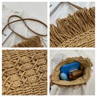 Women's Medium Straw Solid Color Vacation Beach Weave String Straw Bag main image 2
