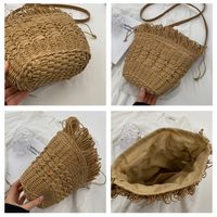 Women's Medium Straw Solid Color Vacation Beach Weave String Straw Bag main image 3