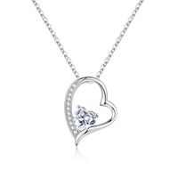Sterling Silver Elegant Modern Style Classic Style Plating Inlay Double Heart Heart Shape Crown Zircon Pendant Necklace sku image 4