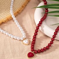 Wholesale Jewelry Lady Modern Style Classic Style Heart Shape Plastic Zinc Alloy Pendant Necklace main image 1