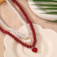 Wholesale Jewelry Lady Modern Style Classic Style Heart Shape Plastic Zinc Alloy Pendant Necklace main image 5