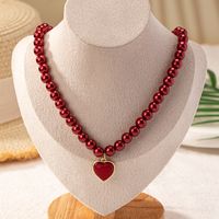 Wholesale Jewelry Lady Modern Style Classic Style Heart Shape Plastic Zinc Alloy Pendant Necklace sku image 2