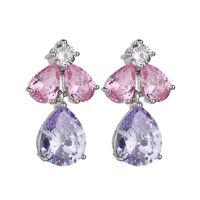 1 Pair IG Style Elegant Modern Style Water Droplets Inlay Brass Artificial Crystal Zircon Drop Earrings sku image 1