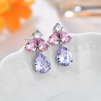 1 Pair IG Style Elegant Modern Style Water Droplets Inlay Brass Artificial Crystal Zircon Drop Earrings main image 4