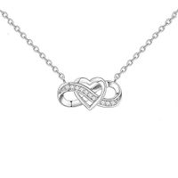 Sterling Silver Elegant Modern Style Classic Style Plating Inlay Double Heart Heart Shape Crown Zircon Pendant Necklace sku image 8