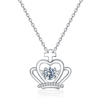 Sterling Silver Elegant Modern Style Classic Style Plating Inlay Double Heart Heart Shape Crown Zircon Pendant Necklace sku image 3