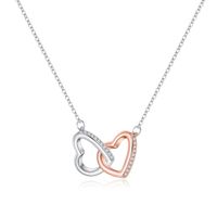 Sterling Silver Elegant Modern Style Classic Style Plating Inlay Double Heart Heart Shape Crown Zircon Pendant Necklace sku image 10