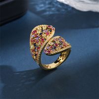 Copper 18K Gold Plated Fairy Style Elegant Lady Inlay Irregular Zircon Open Rings main image 1