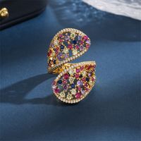 Copper 18K Gold Plated Fairy Style Elegant Lady Inlay Irregular Zircon Open Rings main image 4
