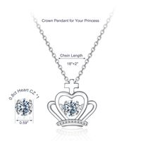 Sterling Silver Elegant Modern Style Classic Style Plating Inlay Double Heart Heart Shape Crown Zircon Pendant Necklace main image 6