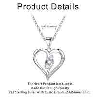 Sterling Silver Elegant Modern Style Classic Style Plating Inlay Double Heart Heart Shape Crown Zircon Pendant Necklace main image 7