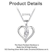 Sterling Silver Sweet Inlay Heart Shape Zircon Pendant Necklace main image 4