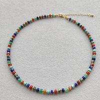 Simple Style Color Block Natural Stone Copper Beaded Women's Bracelets Necklace sku image 15