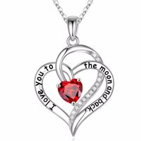 Sterling Silver Cute Modern Style Sweet Plating Inlay Heart Shape Birthstone Zircon Pendant Necklace main image 1