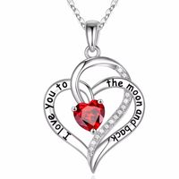 Sterling Silver Cute Modern Style Sweet Plating Inlay Heart Shape Birthstone Zircon Pendant Necklace main image 3