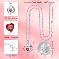 Sterling Silver Cute Modern Style Sweet Plating Inlay Heart Shape Birthstone Zircon Pendant Necklace main image 2