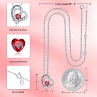 Sterling Silver Cute Modern Style Sweet Plating Inlay Heart Shape Birthstone Zircon Pendant Necklace main image 3