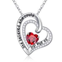 Sterling Silver Cute Modern Style Sweet Plating Inlay Heart Shape Birthstone Zircon Pendant Necklace main image 4