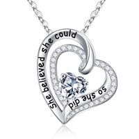 Sterling Silver Cute Modern Style Sweet Plating Inlay Heart Shape Birthstone Zircon Pendant Necklace sku image 4