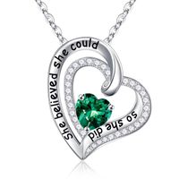 Sterling Silver Cute Modern Style Sweet Plating Inlay Heart Shape Birthstone Zircon Pendant Necklace sku image 5