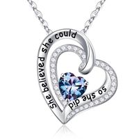 Sterling Silver Cute Modern Style Sweet Plating Inlay Heart Shape Birthstone Zircon Pendant Necklace sku image 6