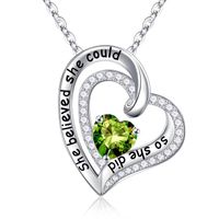 Argent Sterling Mignon Style Moderne Sucré Placage Incruster Forme De Cœur Pierre De Naissance Zircon Pendentif sku image 8