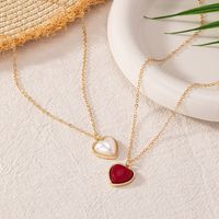 Wholesale Jewelry Elegant Lady Modern Style Heart Shape Plastic Zinc Alloy Artificial Pearls Inlay Pendant Necklace main image 4