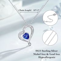 Sterling Silver IG Style Sweet Hollow Out Inlay Heart Shape Birthstone Zircon Pendant Necklace main image 2