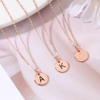 Sterling Silver 14K Gold Plated Simple Style Classic Style Commute Plating Round Letter Pendant Necklace main image 1