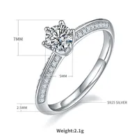 Sterling Silver Elegant Plating Inlay Geometric Lab-grown Diamonds Moissanite Rings main image 2
