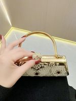 Gold Silver Black Pu Leather Solid Color Square Evening Bags main image 2