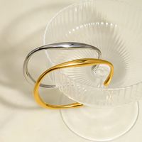 Casual Simple Style Solid Color 316 Stainless Steel  14K Gold Plated Bangle In Bulk main image 3