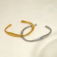 Casual Simple Style Solid Color 316 Stainless Steel  14K Gold Plated Bangle In Bulk main image 4