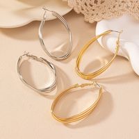 1 Pair Basic Modern Style Classic Style Oval Solid Color Iron Hoop Earrings main image 6