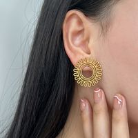 1 Pair Basic Modern Style Classic Style Sun 304 Stainless Steel None 18K Gold Plated Ear Studs main image video