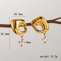 1 Par Estilo Vintage Estilo Clásico Geométrico Forma De Corazón Nudo De Lazo Perla Ahuecar Acero Inoxidable 304 Chapado En Oro De 14 Quilates. Pendientes De Gota sku image 3