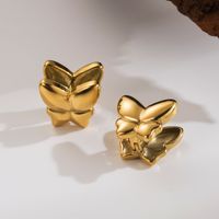 1 Pair Casual Commute Flower Butterfly Hollow Out 304 Stainless Steel 14K Gold Plated Ear Cuffs main image 3