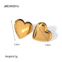 1 Pair Modern Style Classic Style Commute Heart Shape Solid Color Plating 304 Stainless Steel 18K Gold Plated Ear Studs main image 2