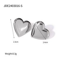 1 Pair Modern Style Classic Style Commute Heart Shape Solid Color Plating 304 Stainless Steel 18K Gold Plated Ear Studs sku image 1