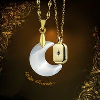Elegant Simple Style Moon 304 Stainless Steel Alloy Opal Zircon Gold Plated Women's Pendant Necklace main image 7