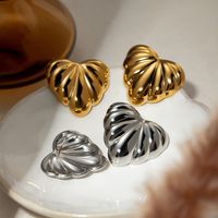 1 Pair IG Style Modern Style Classic Style Heart Shape Plating 304 Stainless Steel 18K Gold Plated Ear Studs main image 4