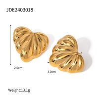 1 Paire Style IG Style Moderne Style Classique Forme De Cœur Placage Acier Inoxydable 304 Plaqué Or 18K Boucles D'Oreilles main image 2